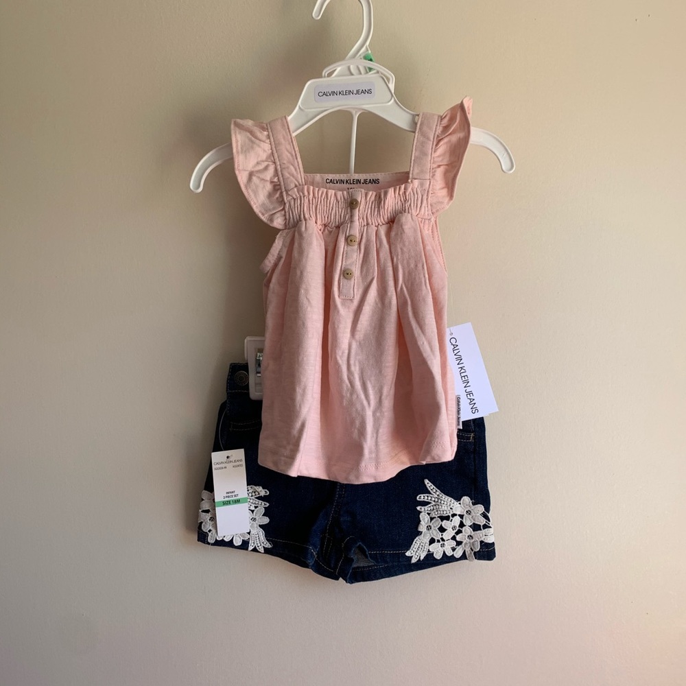 Calvin Klein Tank Embroidered Short Set NWT